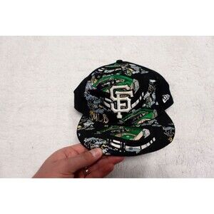 San Francisco Giants Hat Cap Fitted Black MLB‎ New Era 7 5/8 Stadium Print